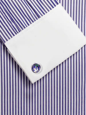 YouBella Jewellery Valentine Gifts for Men Latest Stylish Globe Silver Blue Formal Cuff Links Cufflinks Set for Men